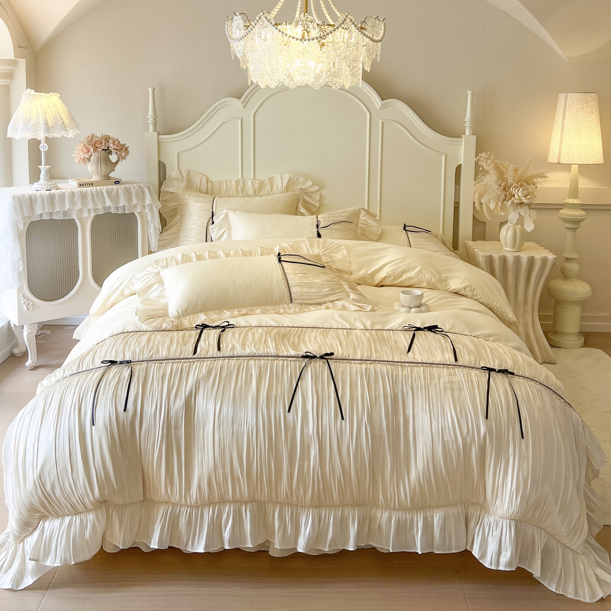 91家纺网 家纺一手货源 找家纺 （总）亲亲公主 2025新款全棉法式公主风四件套-凯莉公主