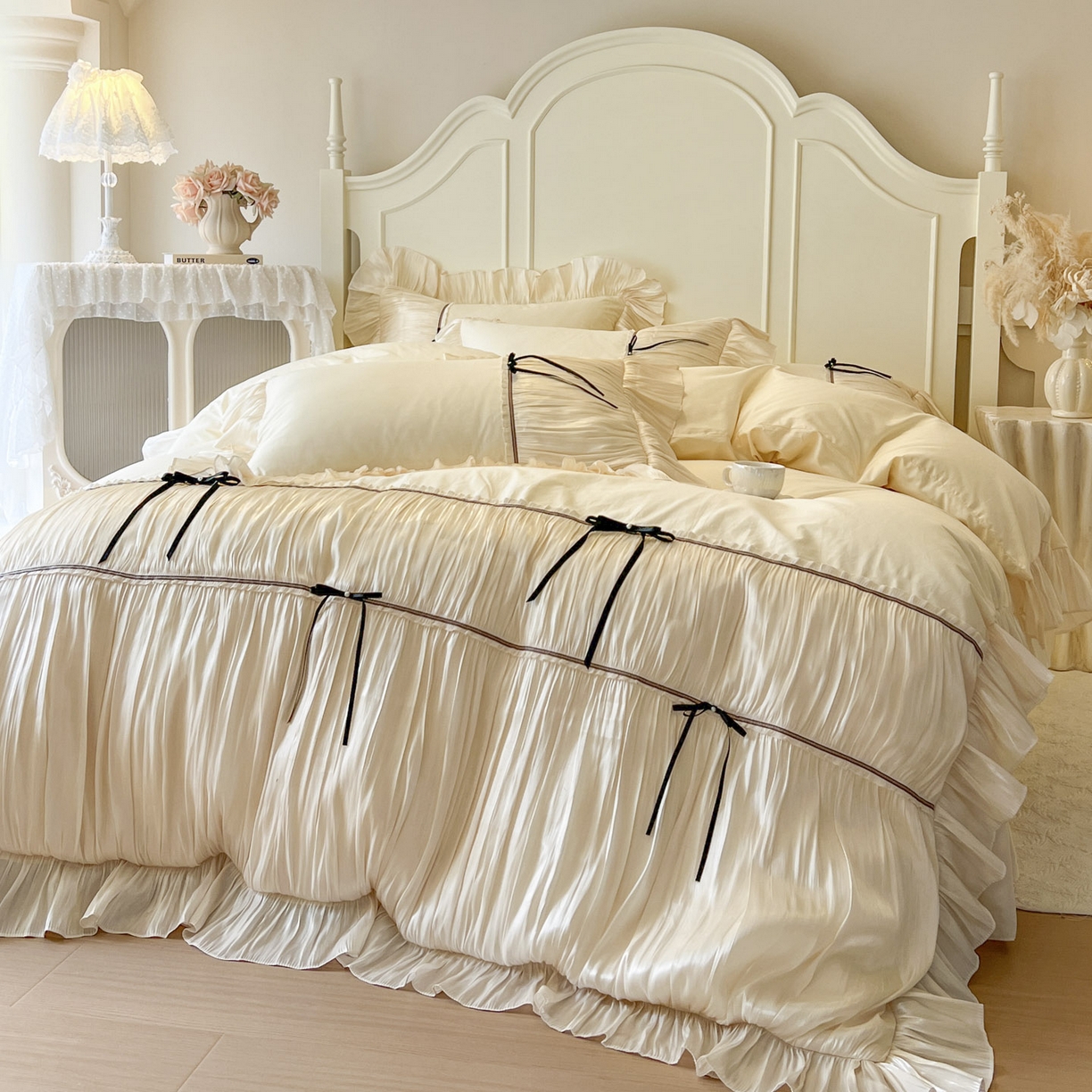 91家纺网 家纺一手货源 找家纺 （总）亲亲公主 2025新款全棉法式公主风四件套-凯莉公主