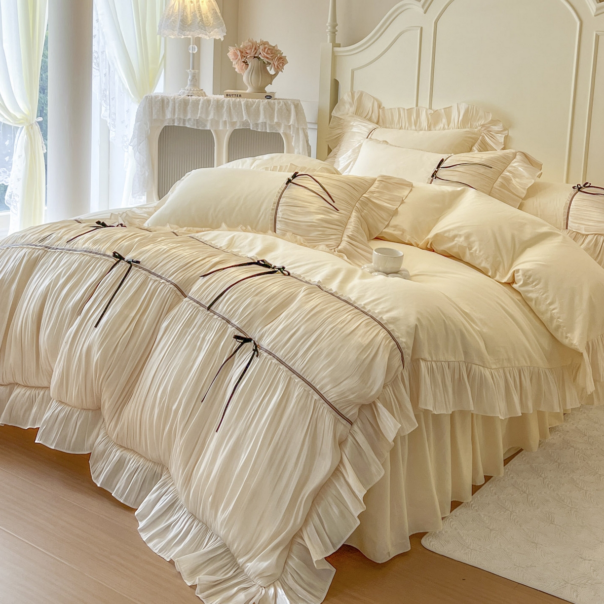 91家纺网 家纺一手货源 找家纺 （总）亲亲公主 2025新款全棉法式公主风四件套-凯莉公主