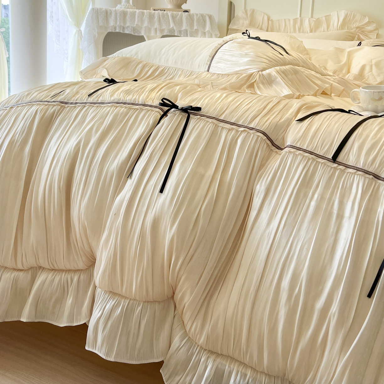 91家纺网 家纺一手货源 找家纺 （总）亲亲公主 2025新款全棉法式公主风四件套-凯莉公主