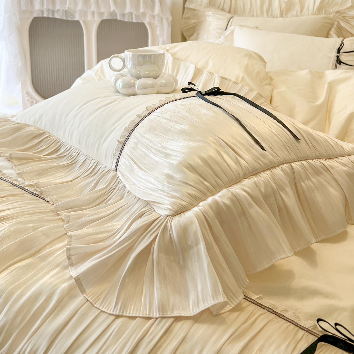 91家纺网 家纺一手货源 找家纺 （总）亲亲公主 2025新款全棉法式公主风四件套-凯莉公主