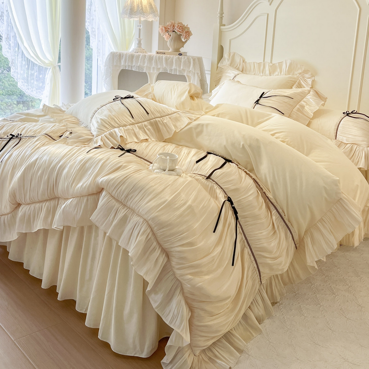 91家纺网 家纺一手货源 找家纺 （总）亲亲公主 2025新款全棉法式公主风四件套-凯莉公主