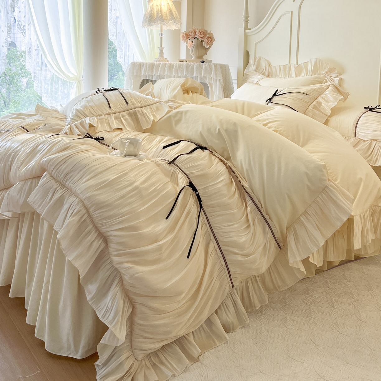 91家纺网 家纺一手货源 找家纺 （总）亲亲公主 2025新款全棉法式公主风四件套-凯莉公主