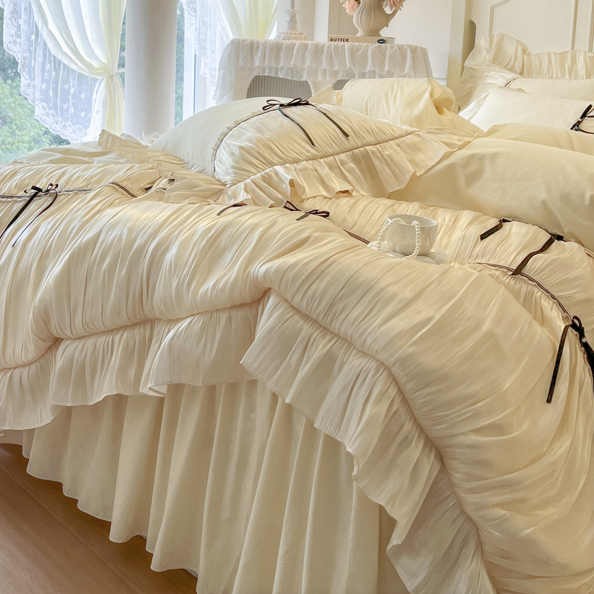 91家纺网 家纺一手货源 找家纺 （总）亲亲公主 2025新款全棉法式公主风四件套-凯莉公主