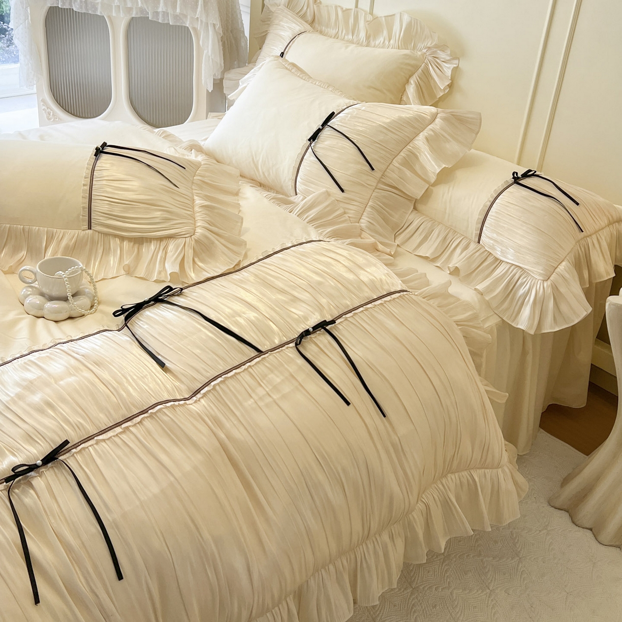 91家纺网 家纺一手货源 找家纺 （总）亲亲公主 2025新款全棉法式公主风四件套-凯莉公主