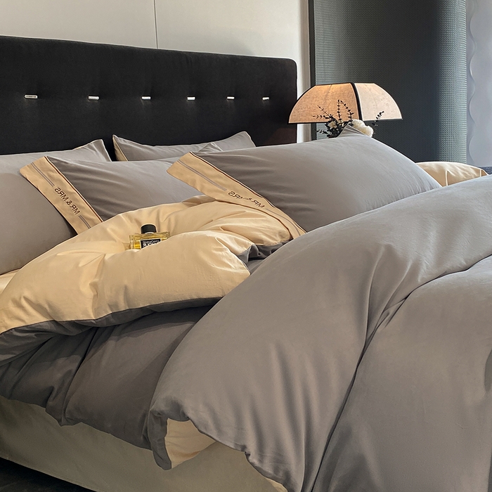 91家纺网 家纺一手货源 找家纺 小叮当家纺仓储工厂店 2025新款 (买家秀 不断货)更细腻A类全棉纯棉100支长绒棉磨毛四件套不毛 慕斯灰