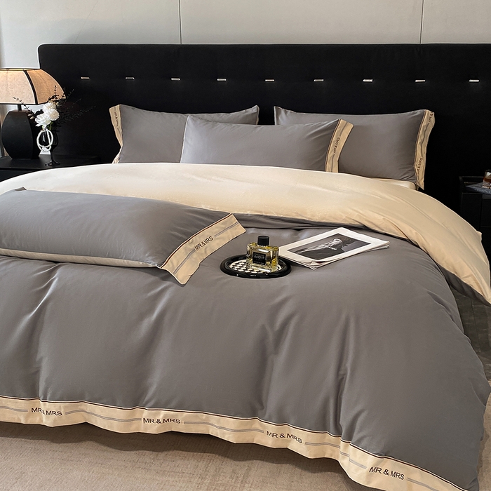 91家纺网 家纺一手货源 找家纺 小叮当家纺仓储工厂店 2025新款 (买家秀 不断货)更细腻A类全棉纯棉100支长绒棉磨毛四件套不毛 慕斯灰