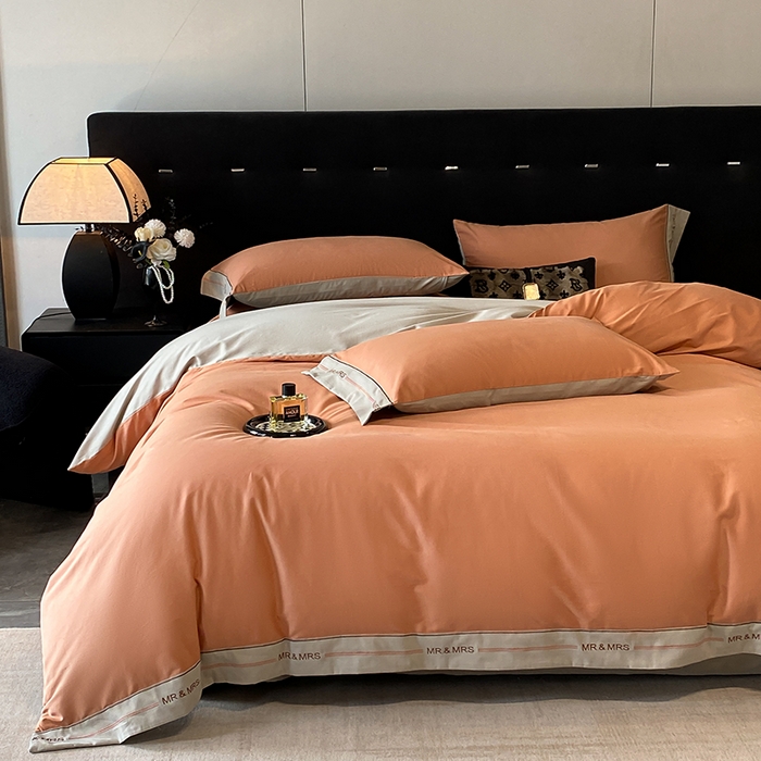 91家纺网 家纺一手货源 找家纺 小叮当家纺仓储工厂店 2025新款 (买家秀 不断货)更细腻A类全棉纯棉100支长绒棉磨毛四件套不毛 赤桦橘