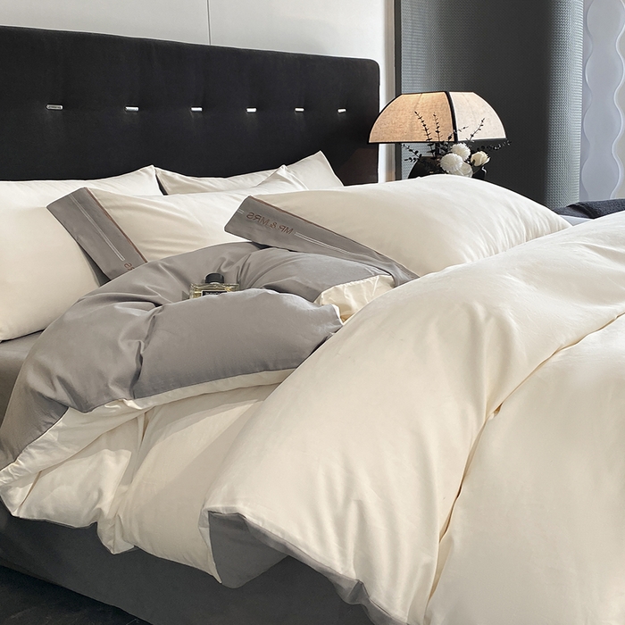 91家纺网 家纺一手货源 找家纺 小叮当家纺仓储工厂店 2025新款 (买家秀 不断货)更细腻A类全棉纯棉100支长绒棉磨毛四件套不毛 峰白绅灰