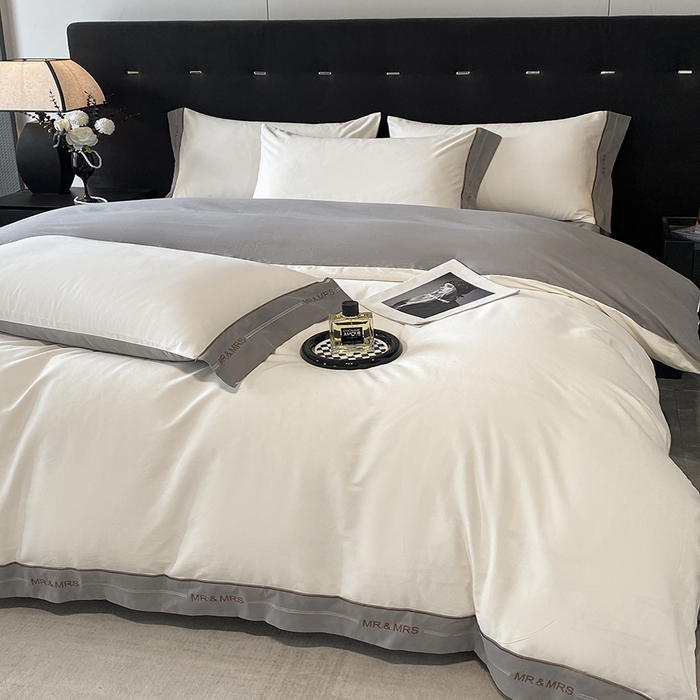 91家纺网 家纺一手货源 找家纺 小叮当家纺仓储工厂店 2025新款 (买家秀 不断货)更细腻A类全棉纯棉100支长绒棉磨毛四件套不毛 峰白绅灰