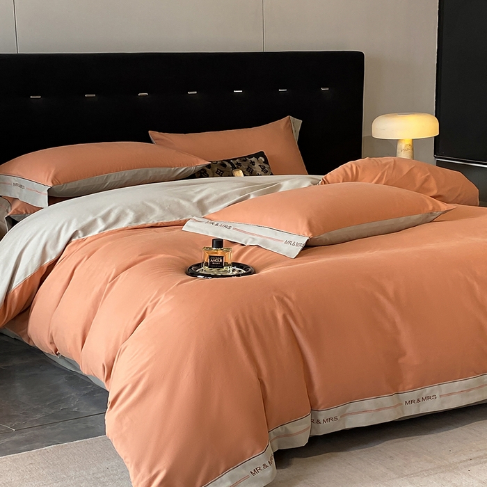 91家纺网 家纺一手货源 找家纺 小叮当家纺仓储工厂店 2025新款 (买家秀 不断货)更细腻A类全棉纯棉100支长绒棉磨毛四件套不毛 赤桦橘