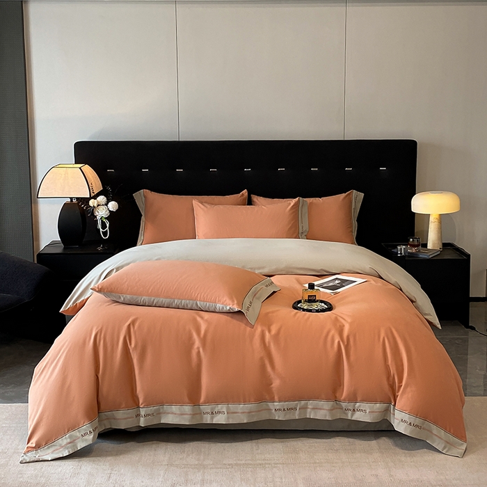 91家纺网 家纺一手货源 找家纺 小叮当家纺仓储工厂店 2025新款 (买家秀 不断货)更细腻A类全棉纯棉100支长绒棉磨毛四件套不毛 赤桦橘