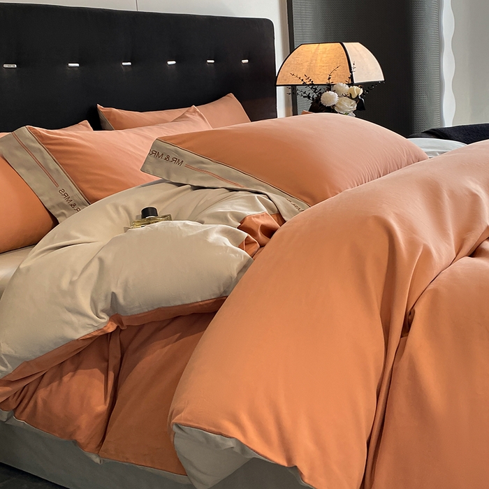 91家纺网 家纺一手货源 找家纺 小叮当家纺仓储工厂店 2025新款 (买家秀 不断货)更细腻A类全棉纯棉100支长绒棉磨毛四件套不毛 赤桦橘