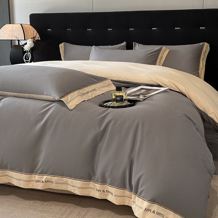 91家纺网 家纺一手货源 找家纺 小叮当家纺仓储工厂店 2025新款 (买家秀 不断货)更细腻A类全棉纯棉100支长绒棉磨毛四件套不毛 慕斯灰