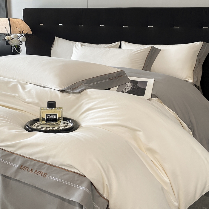 91家纺网 家纺一手货源 找家纺 小叮当家纺仓储工厂店 2025新款 (买家秀 不断货)更细腻A类全棉纯棉100支长绒棉磨毛四件套不毛 峰白绅灰