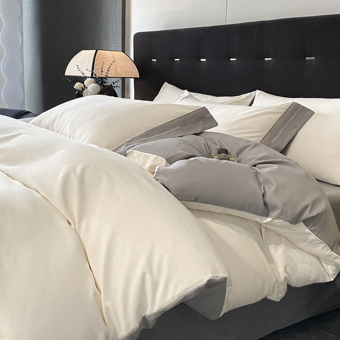 91家纺网 家纺一手货源 找家纺 小叮当家纺仓储工厂店 2025新款 (买家秀 不断货)更细腻A类全棉纯棉100支长绒棉磨毛四件套不毛 峰白绅灰