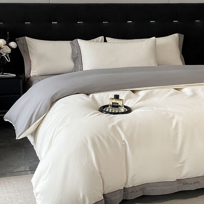 91家纺网 家纺一手货源 找家纺 小叮当家纺仓储工厂店 2025新款 (买家秀 不断货)更细腻A类全棉纯棉100支长绒棉磨毛四件套不毛 峰白绅灰