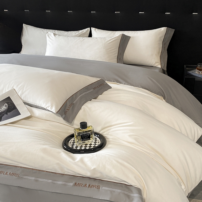 91家纺网 家纺一手货源 找家纺 小叮当家纺仓储工厂店 2025新款 (买家秀 不断货)更细腻A类全棉纯棉100支长绒棉磨毛四件套不毛 峰白绅灰