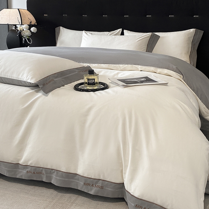 91家纺网 家纺一手货源 找家纺 小叮当家纺仓储工厂店 2025新款 (买家秀 不断货)更细腻A类全棉纯棉100支长绒棉磨毛四件套不毛 峰白绅灰