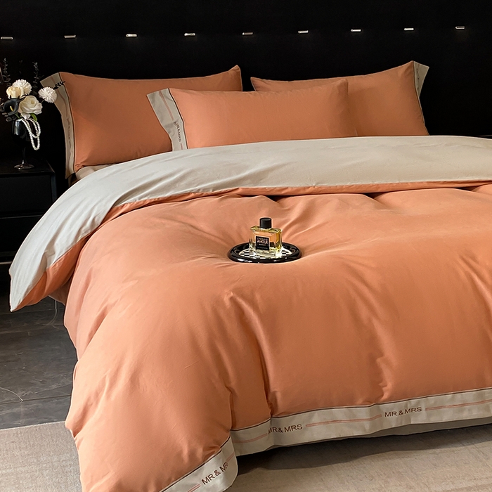 91家纺网 家纺一手货源 找家纺 小叮当家纺仓储工厂店 2025新款 (买家秀 不断货)更细腻A类全棉纯棉100支长绒棉磨毛四件套不毛 赤桦橘