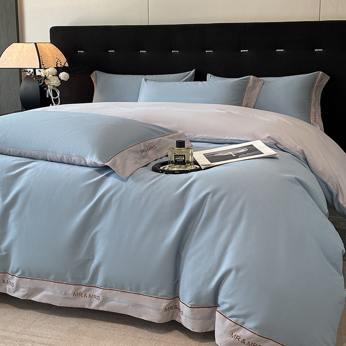 91家纺网 家纺一手货源 找家纺 小叮当家纺仓储工厂店 2025新款 (买家秀 不断货)更细腻A类全棉纯棉100支长绒棉磨毛四件套不毛 清新蓝