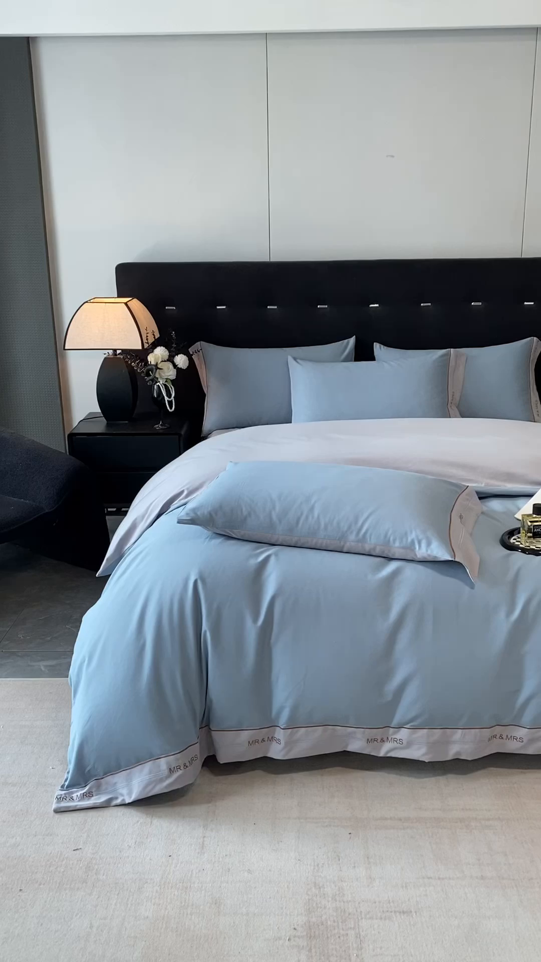 91家纺网 家纺一手货源 找家纺 小叮当家纺仓储工厂店 2025新款 (买家秀 不断货)更细腻A类全棉纯棉100支长绒棉磨毛四件套不毛 清新蓝