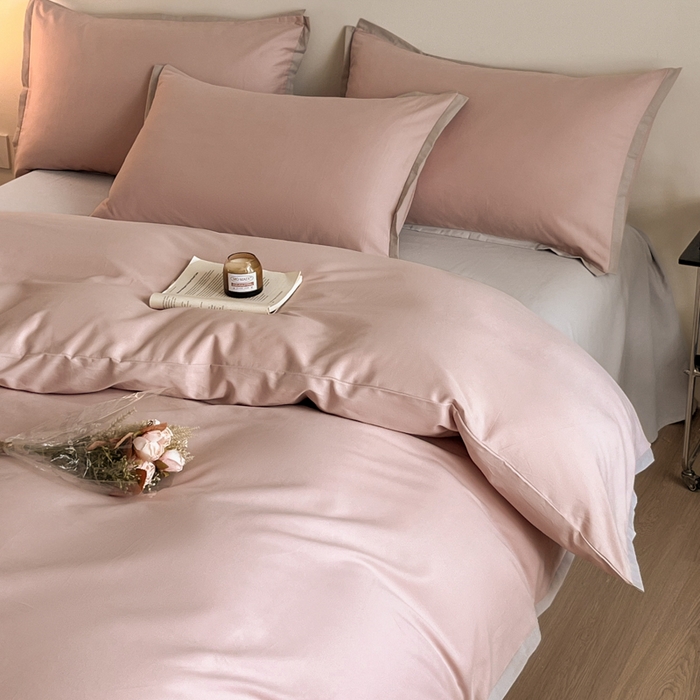 91家纺网 家纺一手货源 找家纺 小叮当家纺仓储工厂店 2025新款优质买家秀热卖不断货A类母婴级100纯棉全棉磨毛四件套全棉纯棉全棉 小宽边-粉黛灰