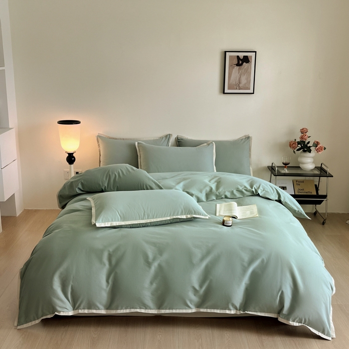 91家纺网 家纺一手货源 找家纺 小叮当家纺仓储工厂店 2025新款优质买家秀热卖不断货A类母婴级100纯棉全棉磨毛四件套全棉纯棉全棉 小宽边-自由蓝