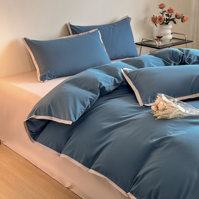 91家纺网 家纺一手货源 找家纺 小叮当家纺仓储工厂店 2025新款优质买家秀热卖不断货A类母婴级100纯棉全棉磨毛四件套全棉纯棉全棉 小宽边-空灵蓝