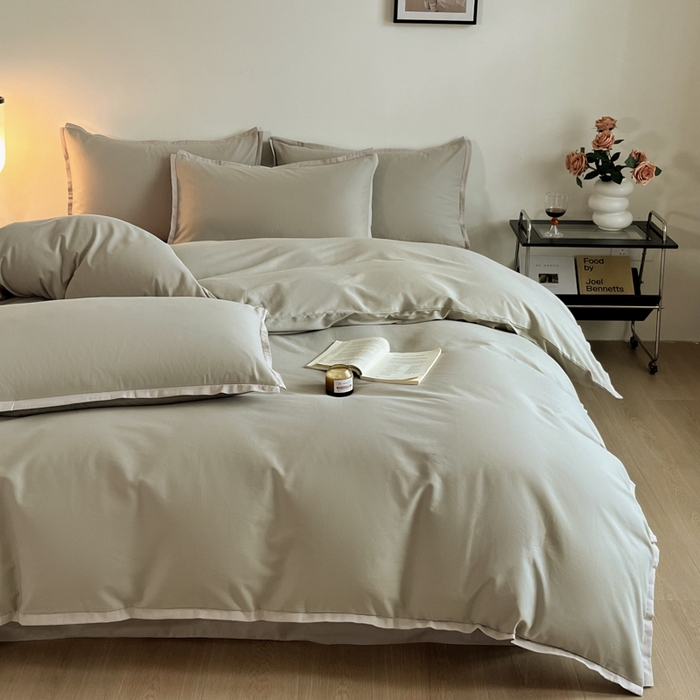 91家纺网 家纺一手货源 找家纺 小叮当家纺仓储工厂店 2025新款优质买家秀热卖不断货A类母婴级100纯棉全棉磨毛四件套全棉纯棉全棉 小宽边-燕麦色