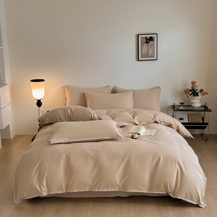 91家纺网 家纺一手货源 找家纺 小叮当家纺仓储工厂店 2025新款优质买家秀热卖不断货A类母婴级100纯棉全棉磨毛四件套全棉纯棉全棉 小宽边-玫瑰金