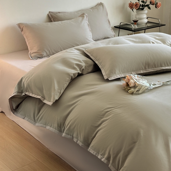 91家纺网 家纺一手货源 找家纺 小叮当家纺仓储工厂店 2025新款优质买家秀热卖不断货A类母婴级100纯棉全棉磨毛四件套全棉纯棉全棉 小宽边-燕麦色