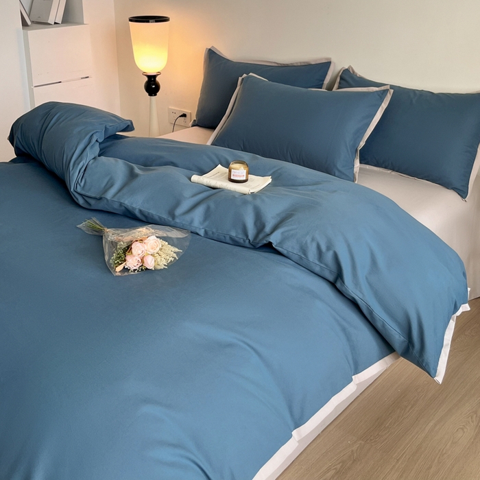 91家纺网 家纺一手货源 找家纺 小叮当家纺仓储工厂店 2025新款优质买家秀热卖不断货A类母婴级100纯棉全棉磨毛四件套全棉纯棉全棉 小宽边-空灵蓝