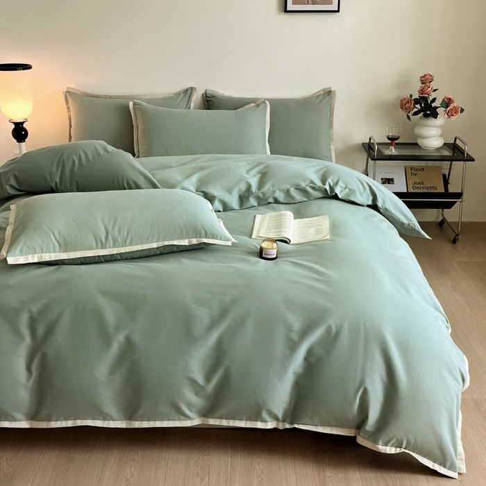 91家纺网 家纺一手货源 找家纺 小叮当家纺仓储工厂店 2025新款优质买家秀热卖不断货A类母婴级100纯棉全棉磨毛四件套全棉纯棉全棉 小宽边-自由蓝