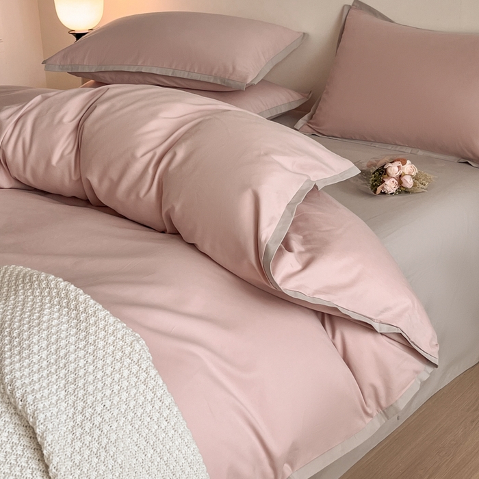 91家纺网 家纺一手货源 找家纺 小叮当家纺仓储工厂店 2025新款优质买家秀热卖不断货A类母婴级100纯棉全棉磨毛四件套全棉纯棉全棉 小宽边-粉黛灰