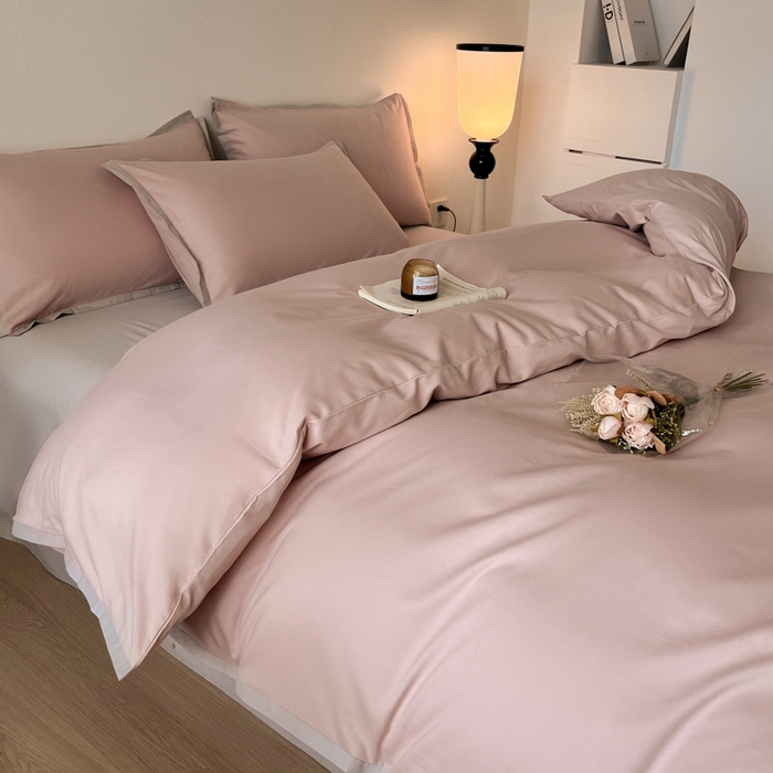 91家纺网 家纺一手货源 找家纺 小叮当家纺仓储工厂店 2025新款优质买家秀热卖不断货A类母婴级100纯棉全棉磨毛四件套全棉纯棉全棉 小宽边-粉黛灰