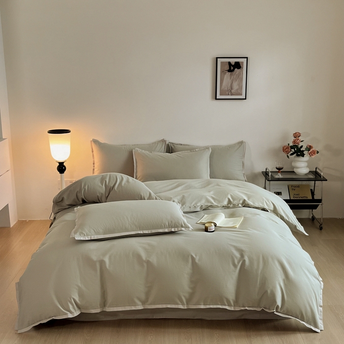 91家纺网 家纺一手货源 找家纺 小叮当家纺仓储工厂店 2025新款优质买家秀热卖不断货A类母婴级100纯棉全棉磨毛四件套全棉纯棉全棉 小宽边-燕麦色