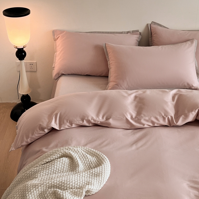 91家纺网 家纺一手货源 找家纺 小叮当家纺仓储工厂店 2025新款优质买家秀热卖不断货A类母婴级100纯棉全棉磨毛四件套全棉纯棉全棉 小宽边-粉黛灰