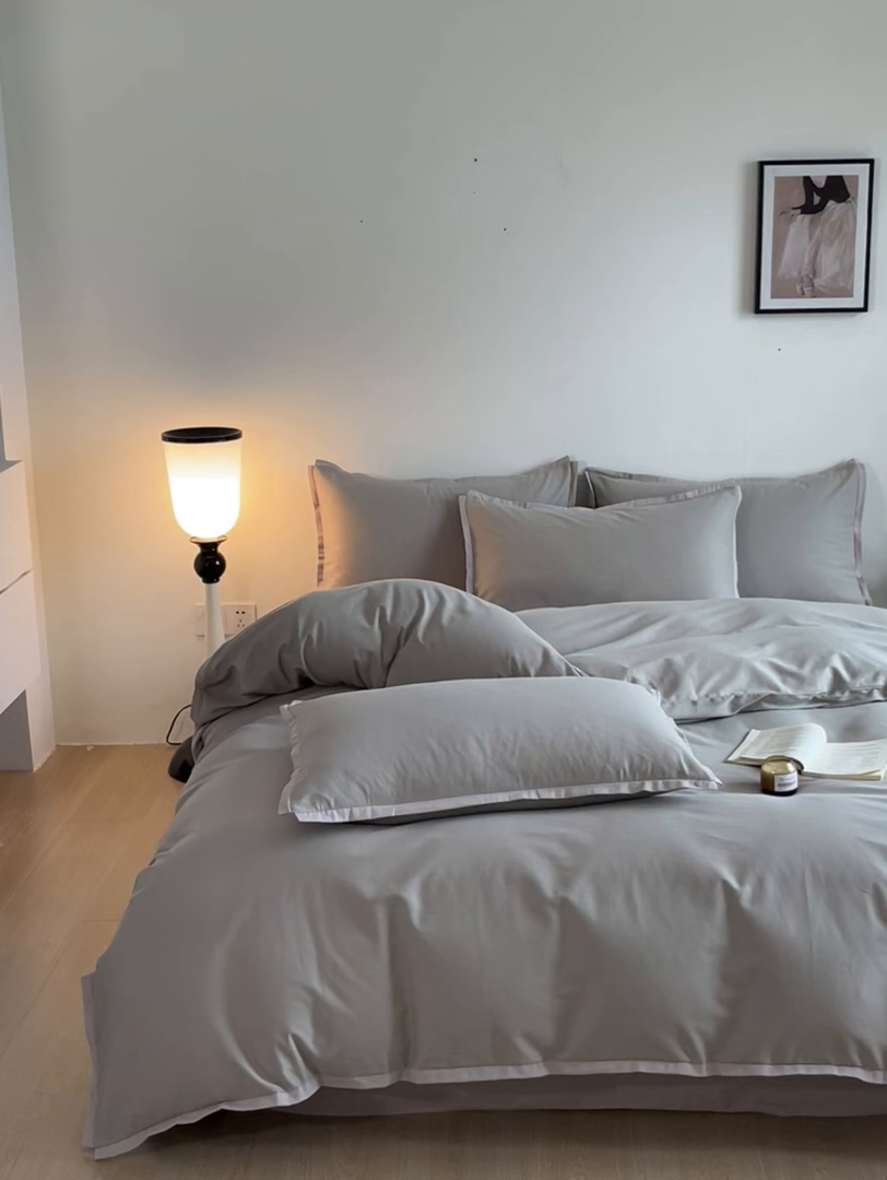 91家纺网 家纺一手货源 找家纺 小叮当家纺仓储工厂店 2025新款优质买家秀热卖不断货A类母婴级100纯棉全棉磨毛四件套全棉纯棉全棉 小宽边-燕麦色