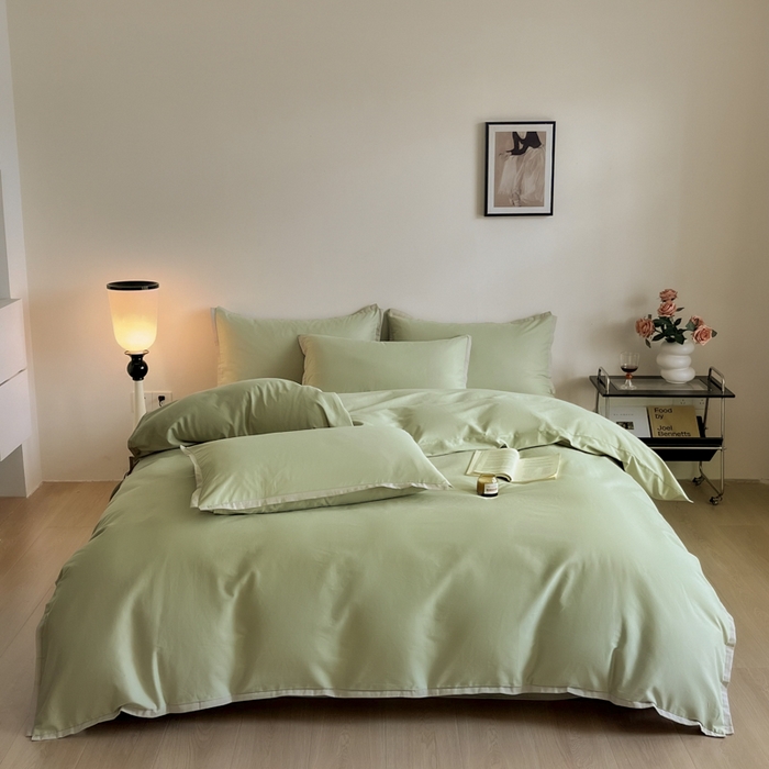 91家纺网 家纺一手货源 找家纺 小叮当家纺仓储工厂店 2025新款优质买家秀热卖不断货A类母婴级100纯棉全棉磨毛四件套全棉纯棉全棉 小宽边-碧玉绿