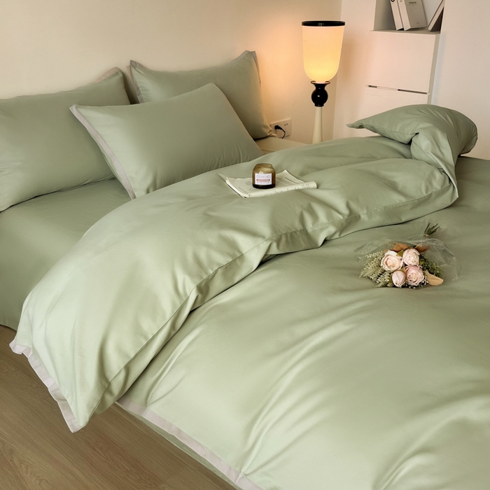 91家纺网 家纺一手货源 找家纺 小叮当家纺仓储工厂店 2025新款优质买家秀热卖不断货A类母婴级100纯棉全棉磨毛四件套全棉纯棉全棉 小宽边-碧玉绿