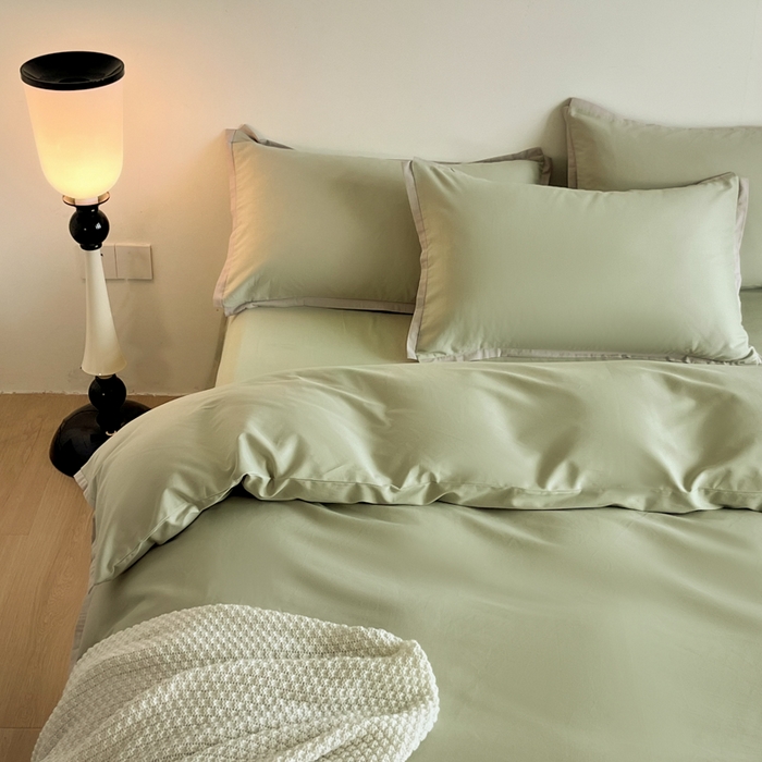 91家纺网 家纺一手货源 找家纺 小叮当家纺仓储工厂店 2025新款优质买家秀热卖不断货A类母婴级100纯棉全棉磨毛四件套全棉纯棉全棉 小宽边-碧玉绿