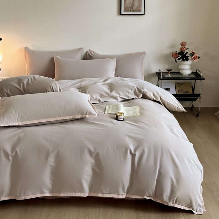 91家纺网 家纺一手货源 找家纺 小叮当家纺仓储工厂店 2025新款优质买家秀热卖不断货A类母婴级100纯棉全棉磨毛四件套全棉纯棉全棉 小宽边-灰咖色