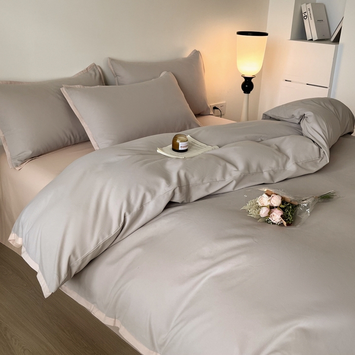 91家纺网 家纺一手货源 找家纺 小叮当家纺仓储工厂店 2025新款优质买家秀热卖不断货A类母婴级100纯棉全棉磨毛四件套全棉纯棉全棉 小宽边-灰咖色