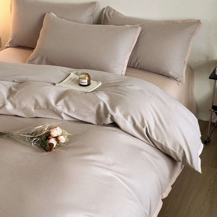 91家纺网 家纺一手货源 找家纺 小叮当家纺仓储工厂店 2025新款优质买家秀热卖不断货A类母婴级100纯棉全棉磨毛四件套全棉纯棉全棉 小宽边-灰咖色