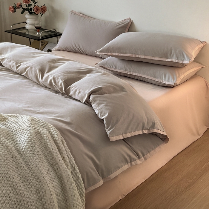 91家纺网 家纺一手货源 找家纺 小叮当家纺仓储工厂店 2025新款优质买家秀热卖不断货A类母婴级100纯棉全棉磨毛四件套全棉纯棉全棉 小宽边-灰咖色