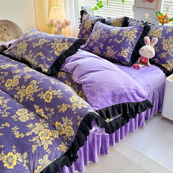 91家纺网 家纺一手货源 找家纺 （总）栩裕纺织 2025新款加厚保暖亲肤绒韩版四件套