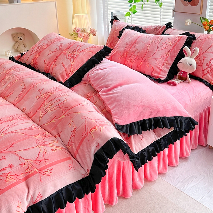 91家纺网 家纺一手货源 找家纺 （总）栩裕纺织 2025新款加厚保暖亲肤绒韩版四件套