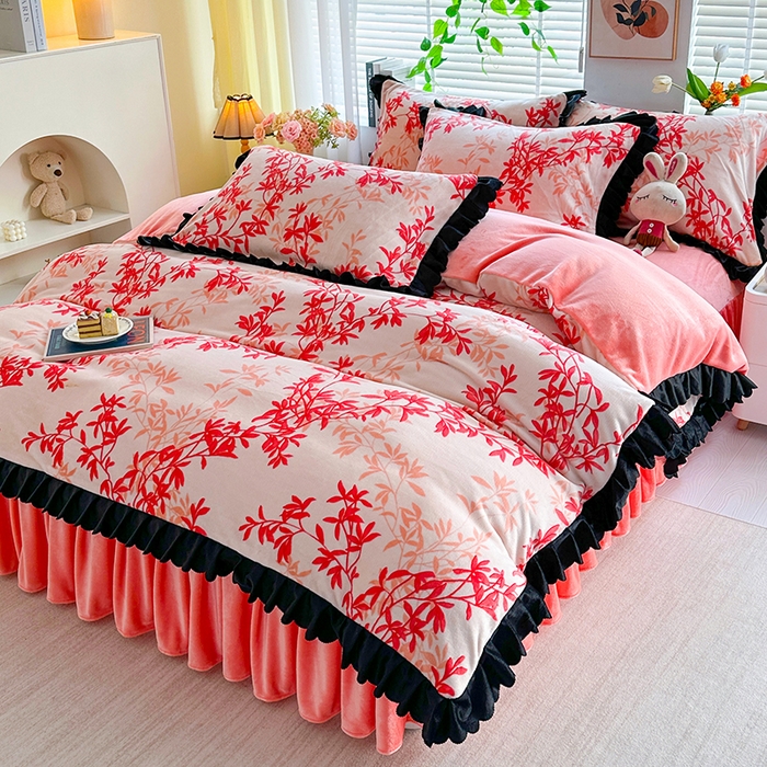 91家纺网 家纺一手货源 找家纺 （总）栩裕纺织 2025新款加厚保暖亲肤绒韩版四件套