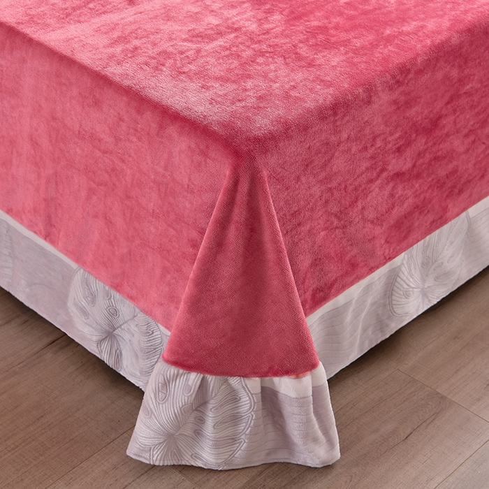 91家纺网 家纺一手货源 找家纺 畅畅家纺 2025新款亲肤舒适冬季保暖8斤重牛奶绒6D雕花绒床单四件套 冬日情怀-红